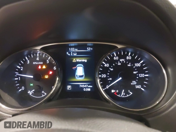 2015 Nissan Rogue SL with VIN 5N1AT2MV8FC754666, listed as a IAAI auction lot 41105253 with 74,547 mi miles. Bid and sale history available at carsss.com. Image 7.