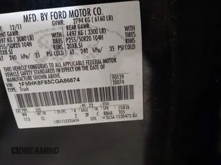 2012 Ford Explorer Limited with VIN 1FMHK8F85CGA86874, listed as a IAAI auction lot 41936069 with 180,825 mi miles and . Bid and sale history available at DreamBid. Image 9.
