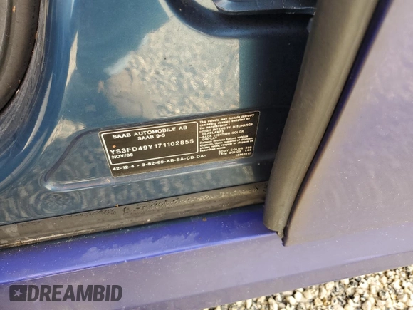 2007 Saab 9-3 z VIN YS3FD49Y171102855, wystawiony jako Copart lot #74372904 z przebiegiem Nie podano mil oraz Nie do naprawy • Non repairable. Historia ofert i sprzedaży dostępna na DreamBid. Obrazek 13.