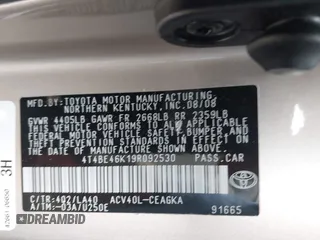 2009 Toyota Camry with VIN 4T4BE46K19R092530, listed as a IAAI auction lot 42051158 with 135,875 mi miles. Bid and sale history available at carsss.com. Image 9.