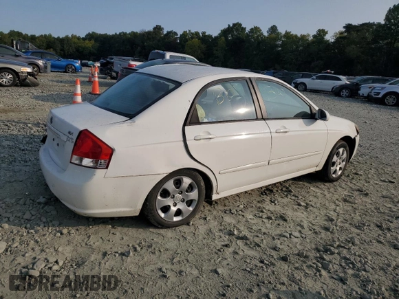 2008 Kia Spectra EX with VIN KNAFE121585527082, listed as a Copart auction lot 69188664 with 201,871 mi miles and Salvage Title. Bid and sale history available at carsss.com. Image 3.