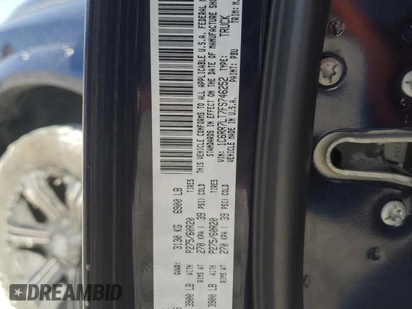 2015 Ram 1500 Big Horn z VIN 1C6RR7LT7FS746252, wystawiony jako Copart lot #49846765 z przebiegiem 126 799 mil mil oraz Szkoda całkowita • Salvage title. Historia ofert i sprzedaży dostępna na DreamBid. Obrazek 14.