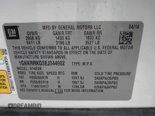 2014 GMC Acadia SLT with VIN 1GKKRRKD3EJ344902, listed as a IAAI auction lot 42079120 with 227,972 mi miles. Bid and sale history available at carsss.com. Image 9.