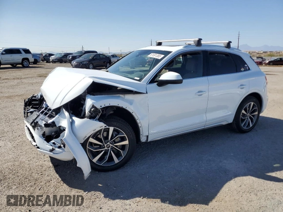 2021 Audi Q5 Premium Plus with VIN WA1BAAFY3M2021843, listed as a Copart auction lot 61691355 with Not provided miles and Salvage title. Bid and sale history available at DreamBid. Image 1.