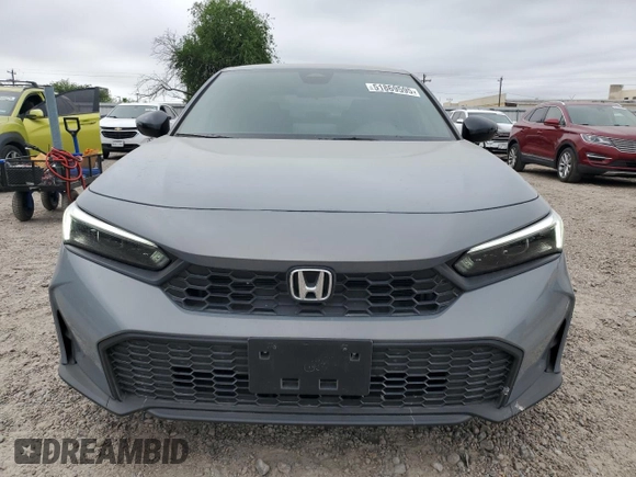 2025 Honda Civic Sport with VIN 2HGFE2F52SH556966, listed as a Copart auction lot 51869595 with 1,237 mi miles and Salvage title. Bid and sale history available at DreamBid. Image 5.