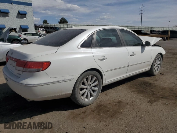 2009 Hyundai Azera Limited with VIN KMHFC46F29A357686, listed as a Copart auction lot 50432315 with 48,602 mi miles and Salvage Title. Bid and sale history available at DreamBid. Image 3.