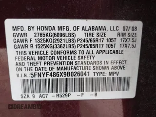 2009 Honda Pilot EX-L with VIN 5FNYF486X9B026041, listed as a IAAI auction lot 41942718 with 219,301 mi miles and . Bid and sale history available at carsss.com. Image 9.