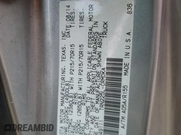 2015 Toyota Tacoma with VIN 5TFTX4CN0FX049111, listed as a Copart auction lot 47378105 with 147,524 mi miles and Salvage title. Bid and sale history available at DreamBid. Image 13.