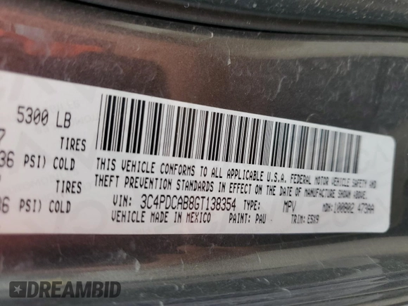 2016 Dodge Journey American Value with VIN 3C4PDCAB8GT138354, listed as a Copart auction lot 52383675 with 142,174 mi miles and Salvage Title. Bid and sale history available at DreamBid. Image 13.