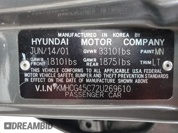 2002 Hyundai Accent GL with VIN KMHCG45C72U269610, listed as a Copart auction lot 80362953 with 89,481 mi miles and Salvage Title. Bid and sale history available at carsss.com. Image 12.