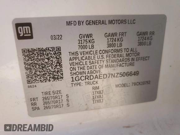 2022 Chevrolet Silverado 1500 Work Truck with VIN 1GCRDAED7NZ506649, listed as a Copart auction lot 46708605 with 91,628 mi miles and Clean Title. Bid and sale history available at DreamBid. Image 12.