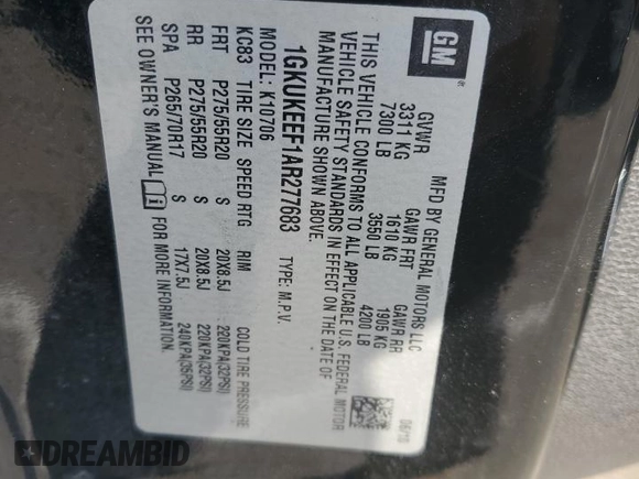 2010 GMC Yukon Denali with VIN 1GKUKEEF1AR277683, listed as a Copart auction lot 69675654 with 206,114 mi miles and Salvage Title. Bid and sale history available at carsss.com. Image 15.