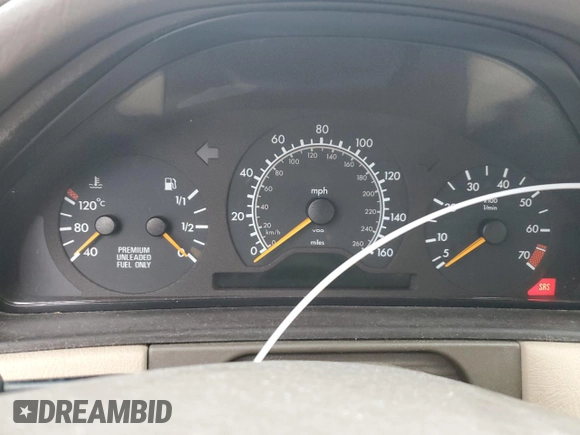 1997 Mercedes-Benz E-Class with VIN WDBJF55FXVJ027722, listed as a Copart auction lot 44835585 with 0 mi miles and Salvage Title. Bid and sale history available at carsss.com. Image 9.