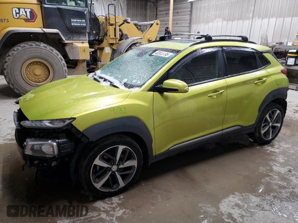 2019 Hyundai Kona Ultimate with VIN KM8K5CA59KU390674, listed as a Copart auction lot 43303795 with 46,070 mi miles and Salvage Title. Bid and sale history available at carsss.com. Image 1.