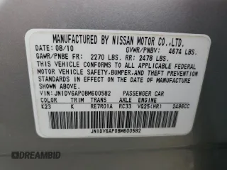 2011 Infiniti G25 Journey z VIN JN1DV6AP0BM600582, wystawiony jako Copart lot #53745935 z przebiegiem 101 321 mil mil oraz Szkoda całkowita • Salvage title. Historia ofert i sprzedaży dostępna na DreamBid. Obrazek 12.