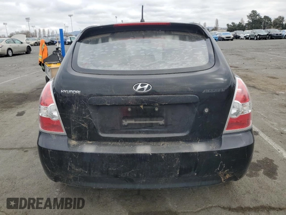 2007 Hyundai Accent GS with VIN KMHCM36C47U039595, listed as a Copart auction lot 43399775 with 107,882 mi miles and Salvage title. Bid and sale history available at DreamBid. Image 6.