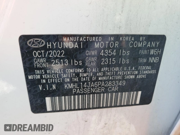 2023 Hyundai Sonata SEL z VIN KMHL14JA6PA283349, wystawiony jako Copart lot #52544825 z przebiegiem 26 840 mil mil oraz Szkoda całkowita • Salvage title. Historia ofert i sprzedaży dostępna na DreamBid. Obrazek 15.