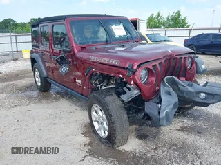 2021 Jeep Wrangler Unlimited Sport S z VIN 1C4HJXDG0MW709711, wystawiony jako IAAI lot #42394165 z przebiegiem 52 916 mil mil oraz . Historia ofert i sprzedaży dostępna na DreamBid. Obrazek 1.