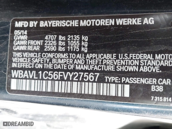 2015 BMW X1 xDrive28i with VIN WBAVL1C56FVY27567, listed as a IAAI auction lot 42047505 with 160,013 mi miles. Bid and sale history available at carsss.com. Image 9.