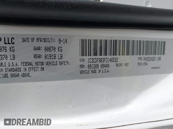 2015 Dodge Dart SXT с VIN 1C3CDFBB3FD146532, выставлен на аукционе IAAI как лот 42614995 с пробегом 119 679 миль миль и . История ставок и продаж доступна на DreamBid. Изображение 9.