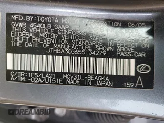 2005 Lexus ES 330 with VIN JTHBA30G655134279, listed as a Copart auction lot 53132215 with 194,052 mi miles and Salvage Title. Bid and sale history available at carsss.com. Image 12.