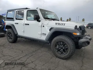 2022 Jeep Wrangler Unlimited Willys with VIN 1C4HJXDN3NW263019, listed as a Copart auction lot 80933014 with 16,231 mi miles and Salvage Title. Bid and sale history available at DreamBid. Image 4.