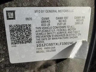 2020 Chevrolet Malibu RS with VIN 1G1ZG5STXLF150246, listed as a Copart auction lot 49926245 with 38,108 mi miles and Non Repairable. Bid and sale history available at DreamBid. Image 12.