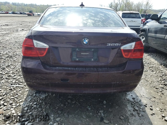 2007 BMW 3 Series 328i with VIN WBAVA37527NL15737, listed as a Copart auction lot 52809515 with Not provided miles and Salvage title. Bid and sale history available at DreamBid. Image 6.