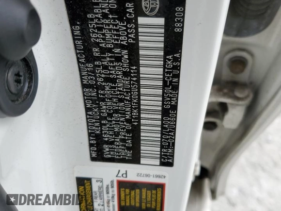2016 Toyota Camry XSE with VIN 4T1BK1FK0GU574114, listed as a Copart auction lot 44303625 with 86,772 mi miles and Salvage Title. Bid and sale history available at carsss.com. Image 12.