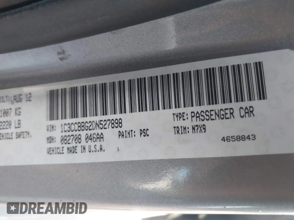 2013 Chrysler 200 Touring with VIN 1C3CCBBG2DN527898, listed as a IAAI auction lot 41850215 with 119,137 mi miles. Bid and sale history available at carsss.com. Image 9.