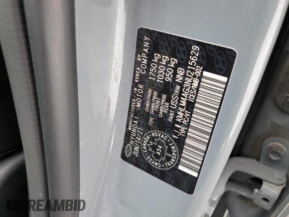 2022 Hyundai Elantra SEL with VIN KMHLM4AG3NU215629, listed as a Copart auction lot 51053045 with 109,687 mi miles and Salvage Title. Bid and sale history available at DreamBid. Image 13.