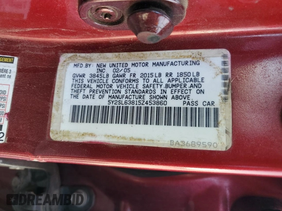 2005 Pontiac Vibe with VIN 5Y2SL63815Z453860, listed as a Copart auction lot 72941984 with 208,938 mi miles and Salvage Title. Bid and sale history available at carsss.com. Image 15.
