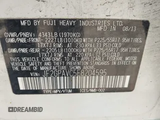 2014 Subaru Crosstrek Premium z VIN JF2GPAVC5E8204595, wystawiony jako IAAI lot #42310962 z przebiegiem 202 319 mil mil oraz . Historia ofert i sprzedaży dostępna na DreamBid. Obrazek 9.