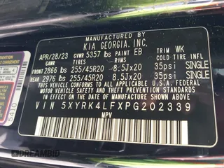 2023 Kia Sorento SX z VIN 5XYRK4LFXPG202339, wystawiony jako IAAI lot #42463572 z przebiegiem 27 928 mil mil oraz . Historia ofert i sprzedaży dostępna na DreamBid. Obrazek 9.