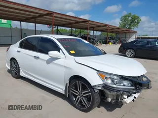 2016 Honda Accord Sport z VIN 1HGCR2F54GA165721, wystawiony jako IAAI lot #42558249 z przebiegiem Nie podano mil oraz . Historia ofert i sprzedaży dostępna na DreamBid. Obrazek 1.