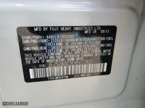 2014 Subaru Forester 2.5i with VIN JF2SJAAC3EH501060, listed as a Copart auction lot 51781895 with 184,691 mi miles and Clean Title. Bid and sale history available at carsss.com. Image 12.