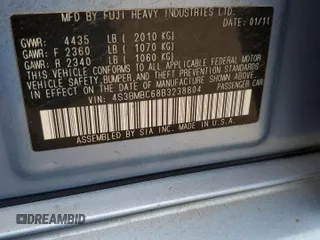 2011 Subaru Legacy Premium with VIN 4S3BMBC68B3238804, listed as a Copart auction lot 61035365 with 114,880 mi miles and Salvage title. Bid and sale history available at DreamBid. Image 12.