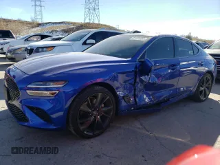 2023 Genesis G70 2.0T with VIN KMTG34TA6PU113019, listed as a Copart auction lot 81570454 with 15,421 mi miles and Salvage Title. Bid and sale history available at DreamBid. Image 1.