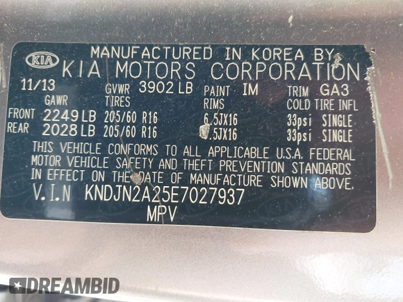 2014 Kia Soul with VIN KNDJN2A25E7027937, listed as a IAAI auction lot 41922245 with 139,802 mi miles. Bid and sale history available at carsss.com. Image 9.