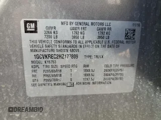 2017 Chevrolet Silverado 1500 LT with VIN 1GCVKREC2HZ177809, listed as a Copart auction lot 42598545 with 92,772 mi miles and Clean Title. Bid and sale history available at DreamBid. Image 12.