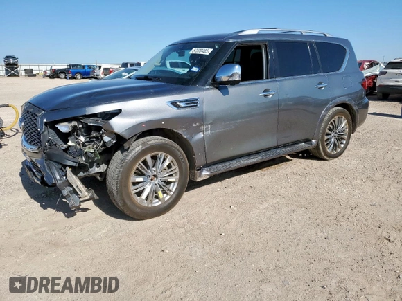 2018 Infiniti QX80 with VIN JN8AZ2NEXJ9195620, listed as a Copart auction lot 57509485 with 92,051 mi miles and Clean title. Bid and sale history available at DreamBid. Image 1.