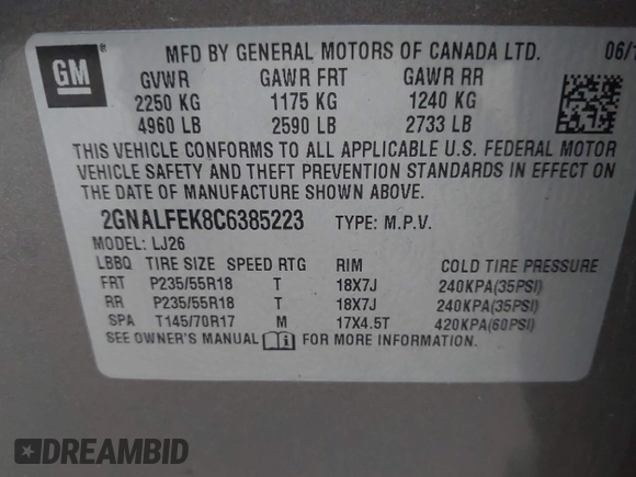 2012 Chevrolet Equinox LTZ z VIN 2GNALFEK8C6385223, wystawiony jako IAAI lot #42433803 z przebiegiem 188 956 mil mil oraz . Historia ofert i sprzedaży dostępna na DreamBid. Obrazek 9.
