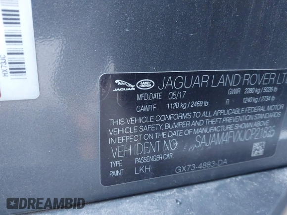 2018 Jaguar XE with VIN SAJAM4FVXJCP21835, listed as a IAAI auction lot 41608729 with Not Provided miles and . Bid and sale history available at DreamBid. Image 9.