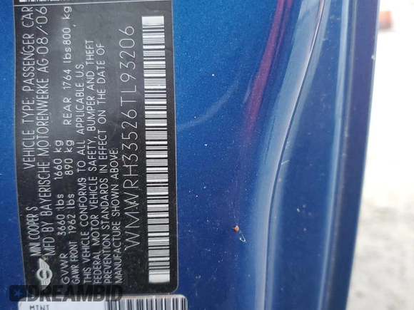 2006 MINI Convertible S with VIN WMWRH33526TL93206, listed as a Copart auction lot 46114075 with 60,526 mi miles and Salvage title. Bid and sale history available at DreamBid. Image 13.