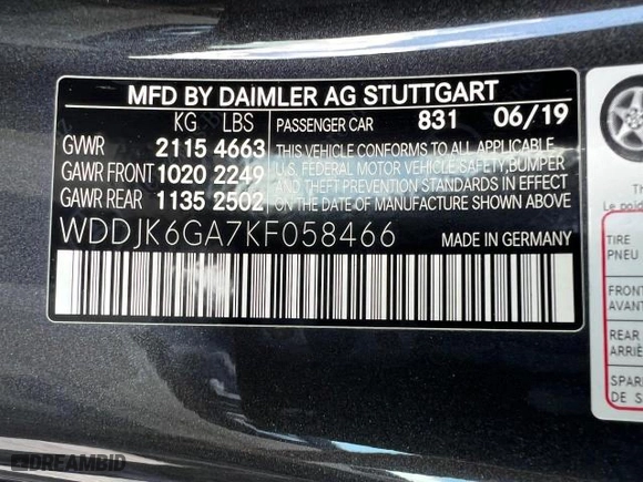 2019 Mercedes-Benz SL with VIN WDDJK6GA7KF058466, listed as a Copart auction lot 52242815 with 7,945 mi miles and Non Repairable. Bid and sale history available at carsss.com. Image 15.