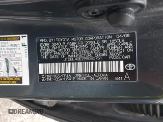 2009 Toyota Corolla with VIN JTDBL40E799040751, listed as a IAAI auction lot 42046821 with 199,634 mi miles. Bid and sale history available at carsss.com. Image 9.