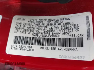 2013 Toyota Corolla L with VIN 5YFBU4EE0DP215690, listed as a IAAI auction lot 41569097 with 162,820 mi miles. Bid and sale history available at carsss.com. Image 9.