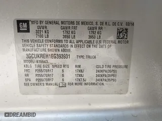 2014 Chevrolet Silverado 1500 LT with VIN 3GCUKREH1EG393931, listed as a IAAI auction lot 39801258 with 181,321 mi miles. Bid and sale history available at carsss.com. Image 9.