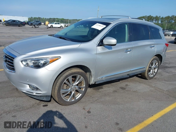 2013 Infiniti JX35 with VIN 5N1AL0MN5DC344635, listed as a IAAI auction lot 42150132 with 193,293 mi miles. Bid and sale history available at carsss.com. Image 2.
