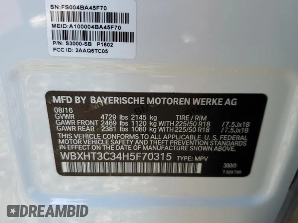 2017 BMW X1 xDrive28i with VIN WBXHT3C34H5F70315, listed as a Copart auction lot 40435943 with 0 mi miles. Bid and sale history available at carsss.com. Image 12.